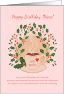 Happy Birthday Niece December Holly Coffee card