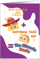 October 4th Birthday Card National Taco Day Fiesta Celebration card