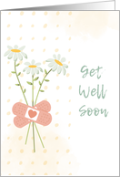 Get Well Soon Card Gentle Daisies and Heart Bandage Illustration card