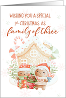 First Christmas as a Family of Three Gingerbread Holiday Greeting 2025 card