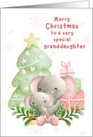 Merry Christmas Granddaughter Cute Elephant Holiday Hug card