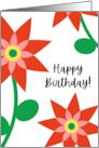 Red Flowers Happy Birthday card