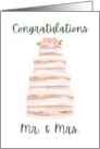 Congratulations Mr and Mrs Wedding Cake card