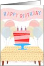 Happy Birthday Party Cake With Balloons card
