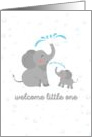 Welcome Little One Cute Elephants Water Drops card