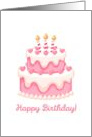Happy Birthday Pink Hearts Retro Cake card