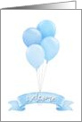 Welcome Baby Blue Balloons Ribbon card