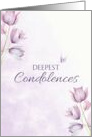 Deepest Condolences Purple Flowers With Butterfly Sympathy card