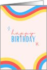 Happy Birthday Vintage Retro Curved Lines card
