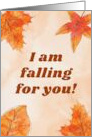 I Am Falling For You Thanksgiving Love Fall Autumn Foliage Leaves card
