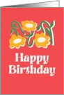Happy Birthday Cute Yellow Flowers Red card