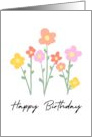 Happy Birthday Cute Flowers Garden Muted Colors card