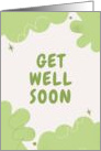 Get Well Soon Cute Green Clouds card