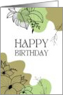 Happy Birthday Green Floral card