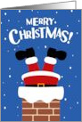 Merry Christmas Cute Santa Going Down The Chimney card