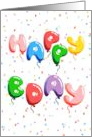 Happy Birthday Colorful Balloons Confetti card