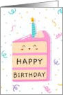 Happy Birthday Smiley Cake With Confetti card