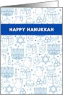 Happy Hanukkah Blue Symbols Menorah Dreidel Star of David card