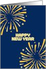 Happy New Year Blue Sky With Fireworks card