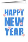 Happy New Year With Cute Pink Flowers card