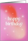 Happy Birthday Cute Aesthetic Gradient Pink And Red With Stars card