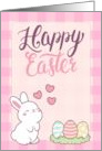 Happy Easter Cute Bunny With Eggs And Hearts card