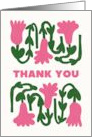 Thank You Cute Abstract Pink Flowers card