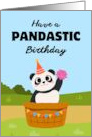 Have A Pandastic Birthday Cute Panda Bear With Party Hat In A Basket card
