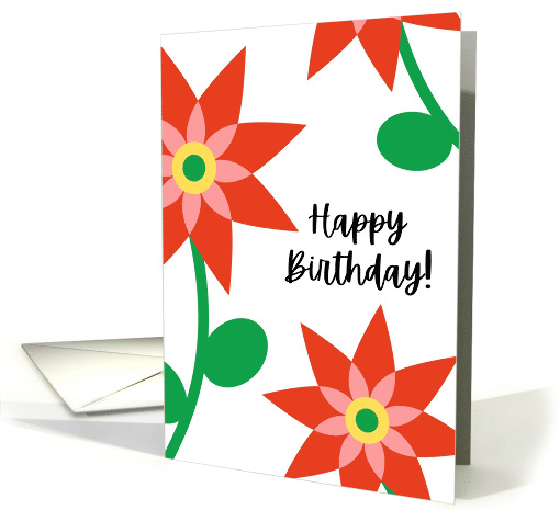 Red Flowers Happy Birthday card (1870096)