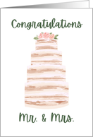 Congratulations Mr and Mrs Wedding Cake card
