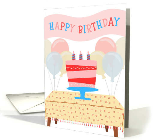 Happy Birthday Party Cake With Balloons card (1871716)