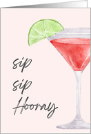 Sip Sip Hooray Cocktail Birthday card