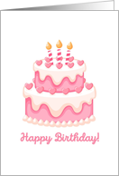 Happy Birthday Pink Hearts Retro Cake card