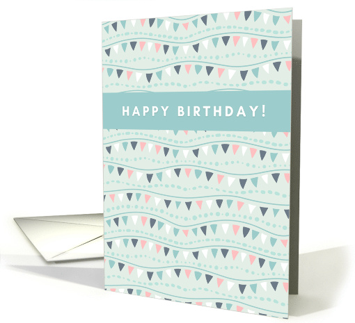 Happy Birthday Pennants Teal card (1876516)