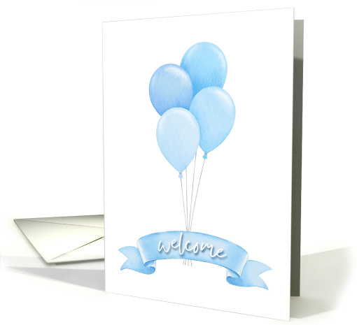 Welcome Baby Blue Balloons Ribbon card (1877292)