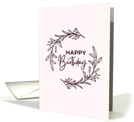Happy Birthday Cute Leaf Wreath card (1878380)