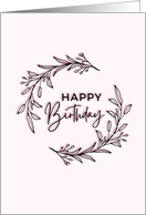 Happy Birthday Cute Leaf Wreath card