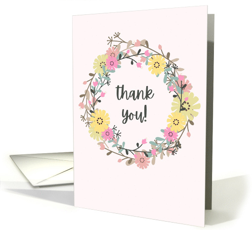 Thank You Floral Wreath Light Pink card (1882908)