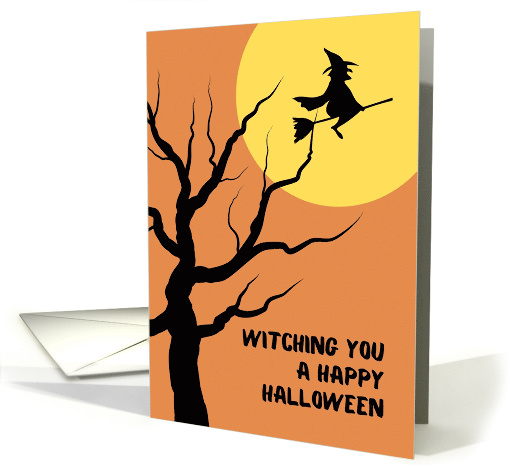 Witching You A Happy Halloween Spooky Tree With Witch card (1884564)