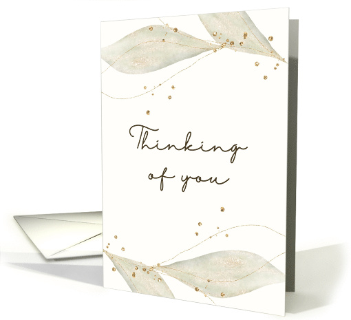 Thinking Of You Green and Gold Leaves Watercolor card (1885300)