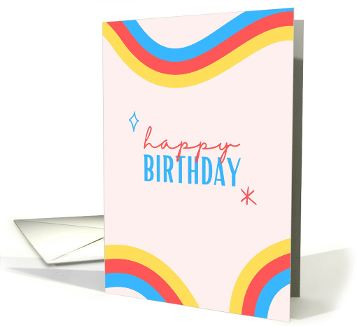 Happy Birthday Vintage Retro Curved Lines card (1885928)