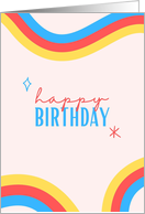 Happy Birthday Vintage Retro Curved Lines card