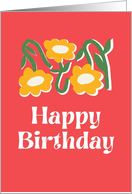 Happy Birthday Cute Yellow Flowers Red card