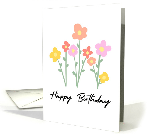 Happy Birthday Cute Flowers Garden Muted Colors card (1887940)