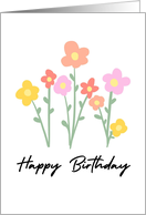 Happy Birthday Cute Flowers Garden Muted Colors card