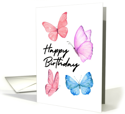 Happy Birthday Watercolor Butterflies card (1888476)