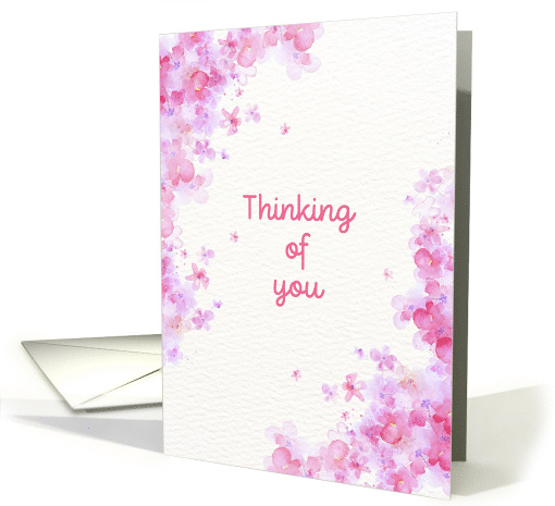 Thinking Of You Pink Watercolor Flowers card (1888648)