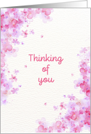 Thinking Of You Pink Watercolor Flowers card