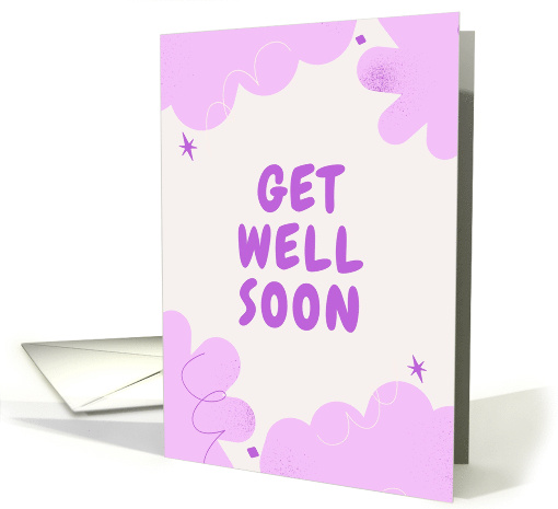 Get Well Soon Cute Purple Clouds card (1889862)