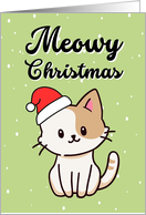 Meowy Merry Christmas Cute Cat Wearing Santa Hat card